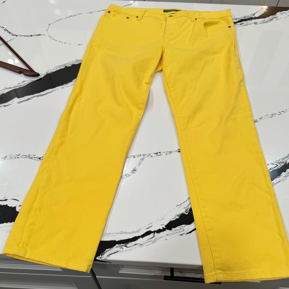 Lauren Jeans Co by Ralph Lauren Modern Straight Ankle Jeans in Yellow Size 12